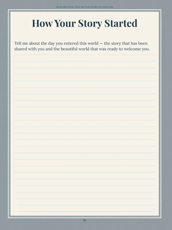 Dear Brother, page 16 in the colour edition — How Your Story Started