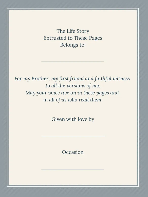 Dear Brother, page 2 in the colour edition — The Life Story Entrusted to These Pages