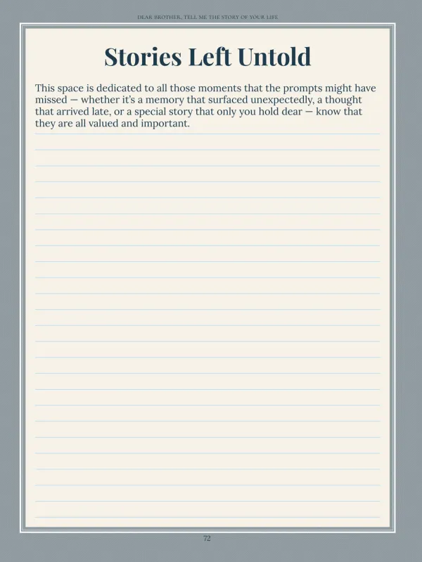 Dear Brother, page 72 in the colour edition — Stories Left Untold