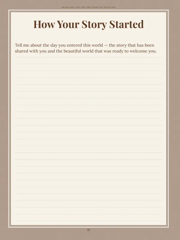 Dear Dad, page 16 in the colour edition — How Your Story Started