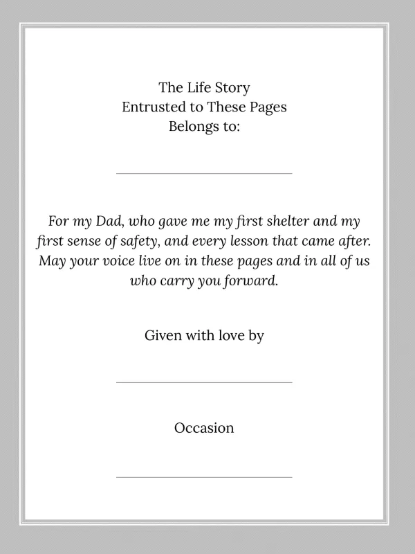 Dear Dad, page 2 — The Life Story Entrusted to These Pages
