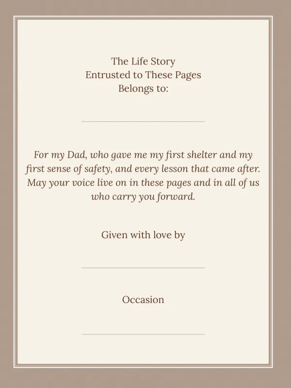 Dear Dad, page 2 in the colour edition — The Life Story Entrusted to These Pages