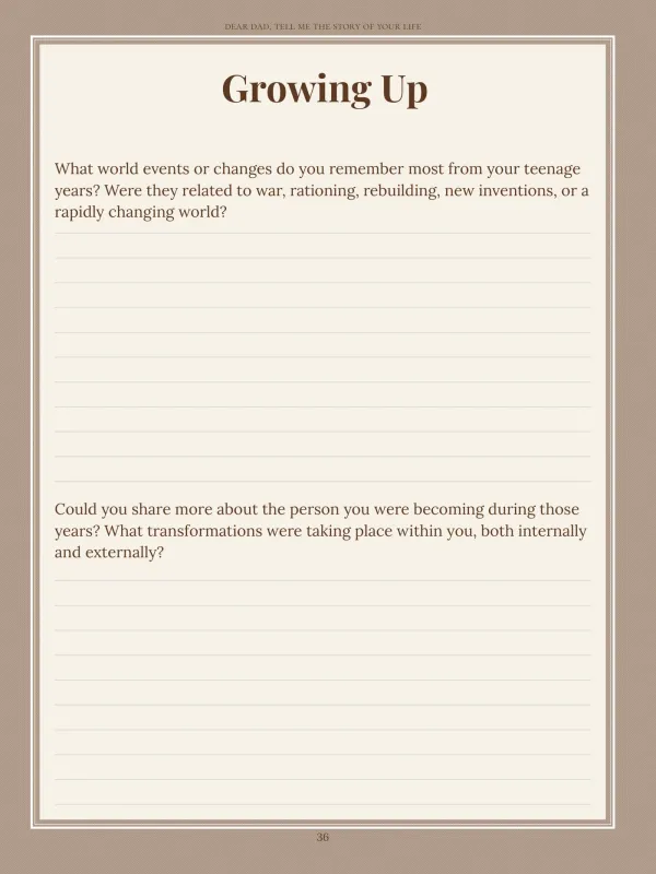Dear Dad, page 36 in the colour edition — Growing Up