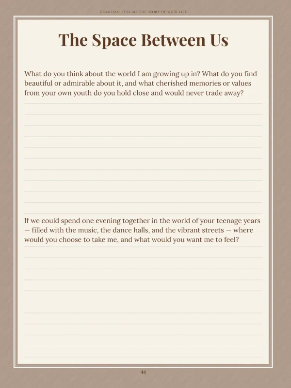 Dear Dad, page 44 in the colour edition — The Space Between Us