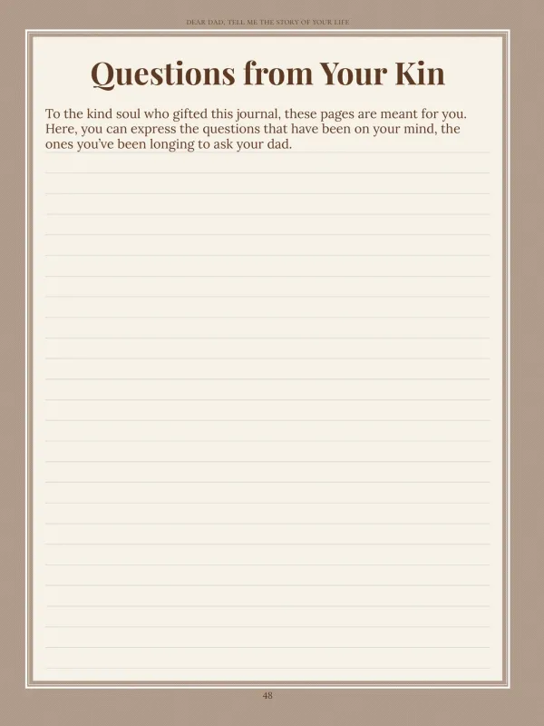Dear Dad, page 48 in the colour edition — Questions from Your Kin