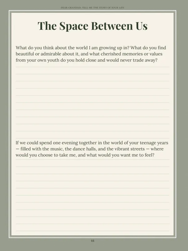 Dear Grandad, page 44 in the colour edition — The Space Between Us