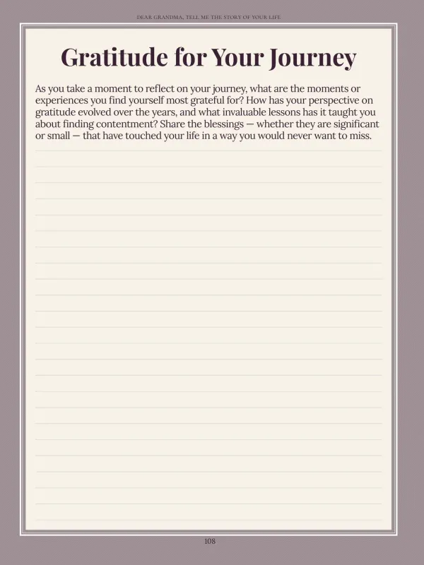 Dear Grandma, page 108 in the colour edition — Gratitude for Your Journey