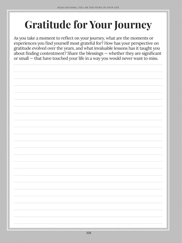 Dear Grandma, page 108 — Gratitude for Your Journey