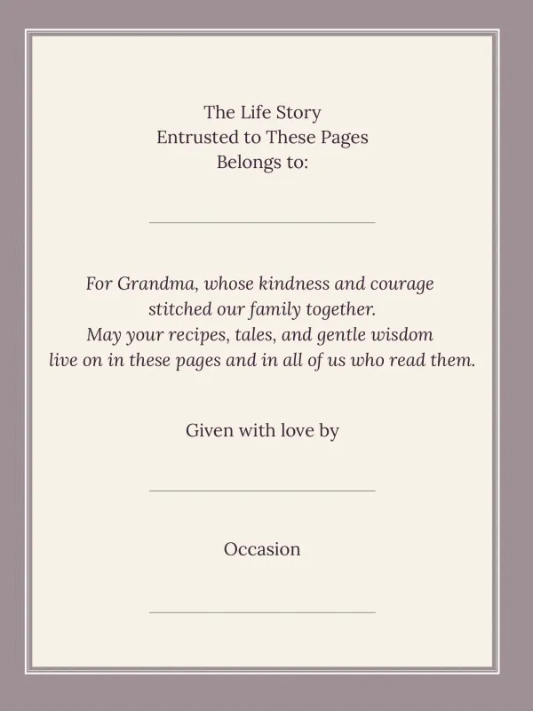 Dear Grandma, page 2 in the colour edition — The Life Story Entrusted to These Pages