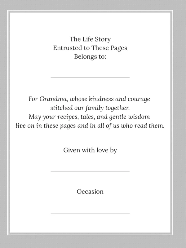 Dear Grandma, page 2 — The Life Story Entrusted to These Pages