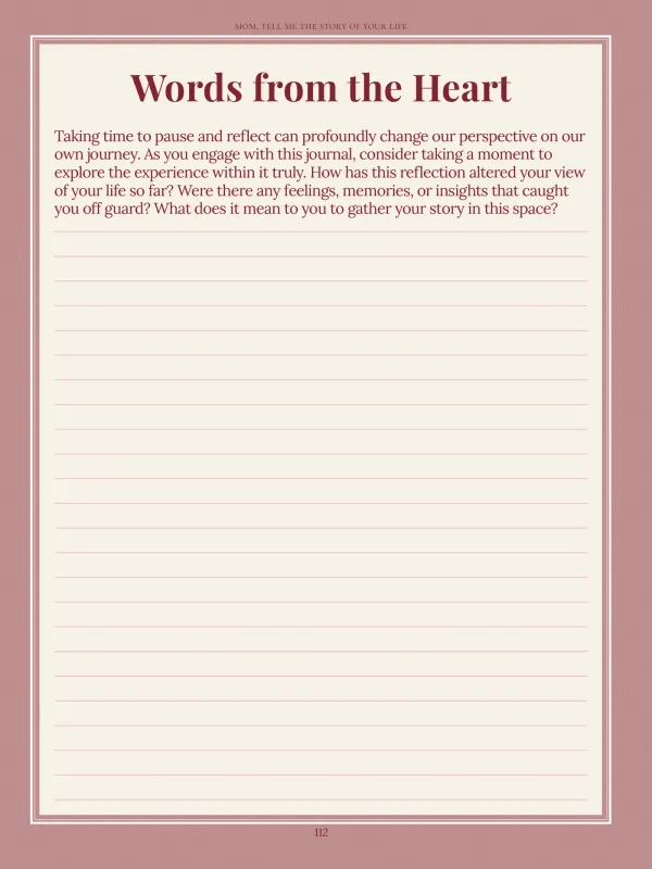 Mom, page 112 in the colour edition — Words from the Heart