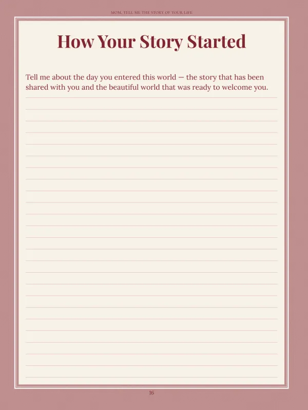 Mom, page 16 in the colour edition — How Your Story Started