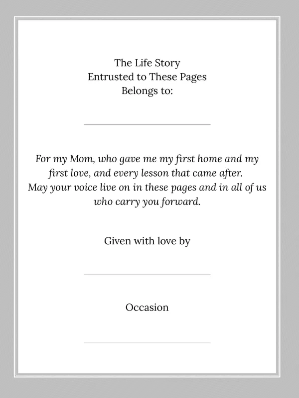 Mom, page 2 — The Life Story Entrusted to These Pages