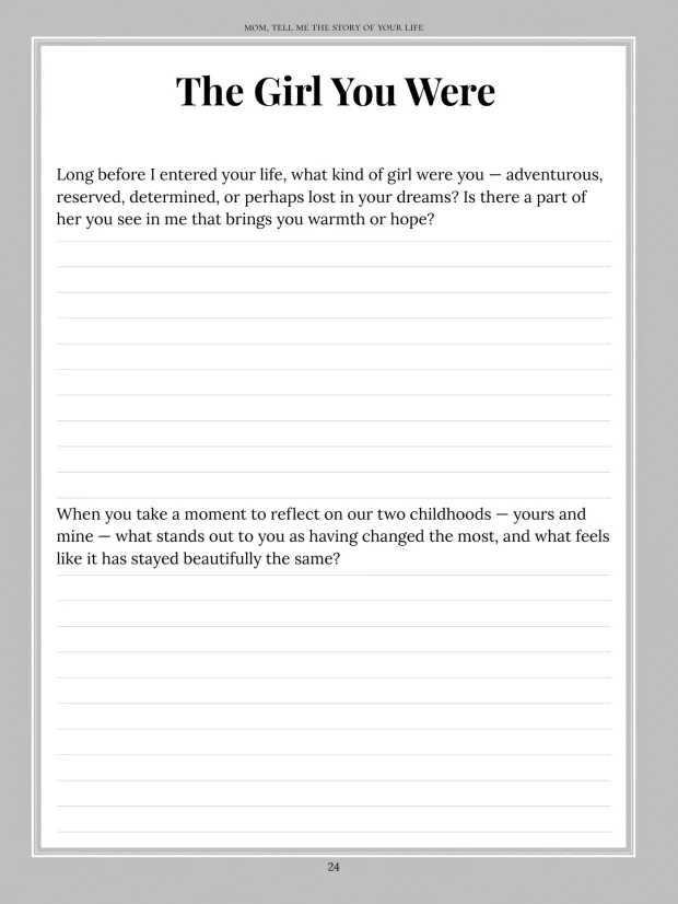 Mom, A writing page — page 24, black and white edition