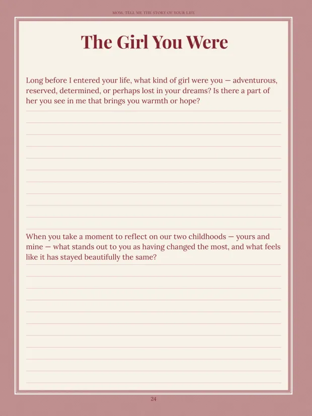 Mom, A writing page — page 24, colour edition
