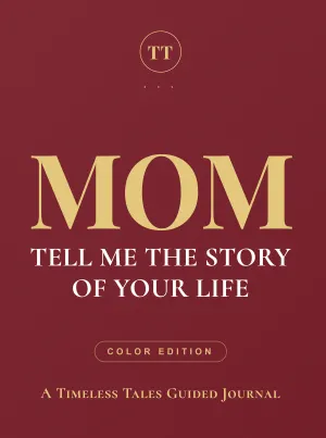 Mom, Tell Me the Story of Your Life — colour edition cover in Heritage Garnet
