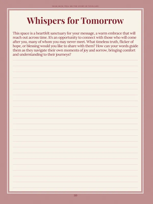 Dear Mum, page 110 in the colour edition — Whispers for Tomorrow