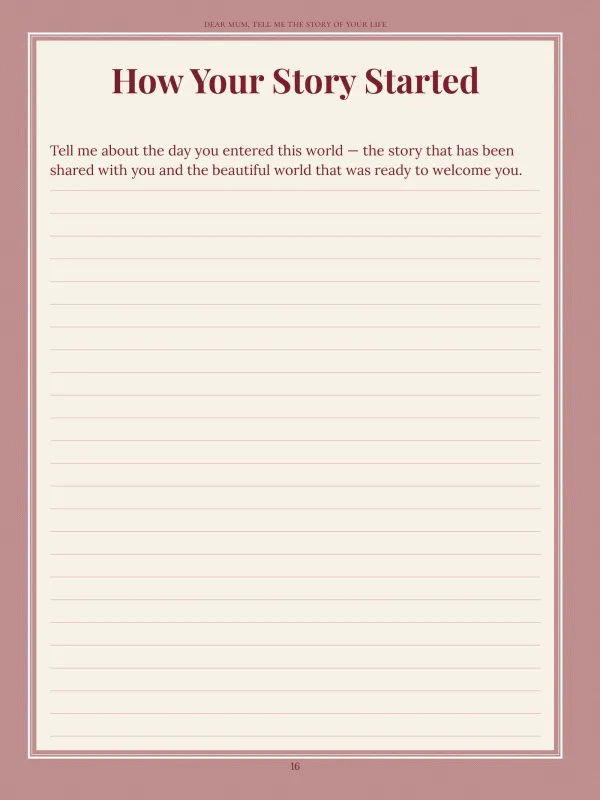 Dear Mum, page 16 in the colour edition — How Your Story Started