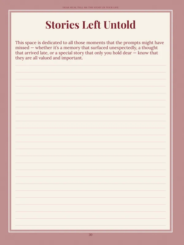 Dear Mum, page 30 in the colour edition — Stories Left Untold