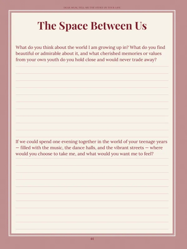 Dear Mum, page 44 in the colour edition — The Space Between Us