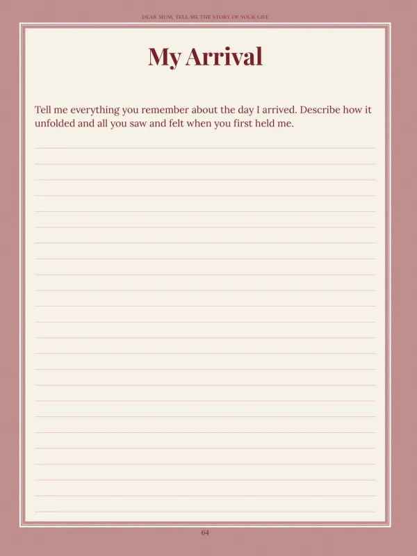 Dear Mum, page 64 in the colour edition — My Arrival