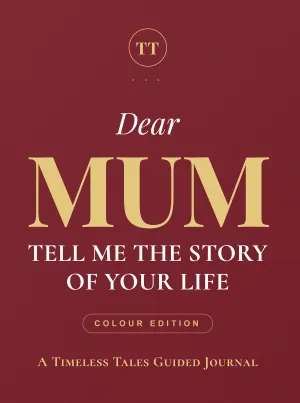 Dear Mum, Tell Me the Story of Your Life — colour edition cover in Heritage Garnet