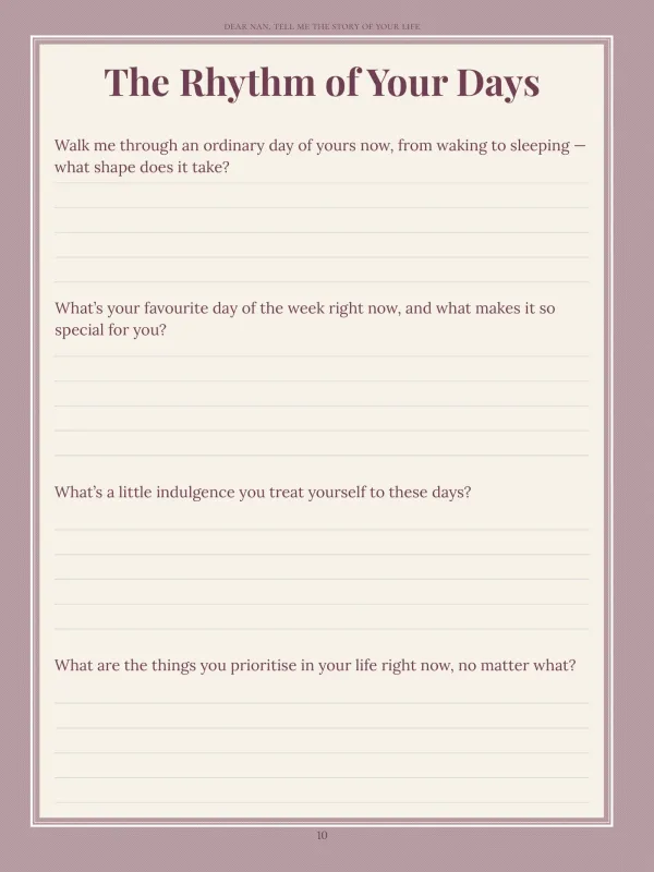Dear Nan, page 10 in the colour edition — The Rhythm of Your Days