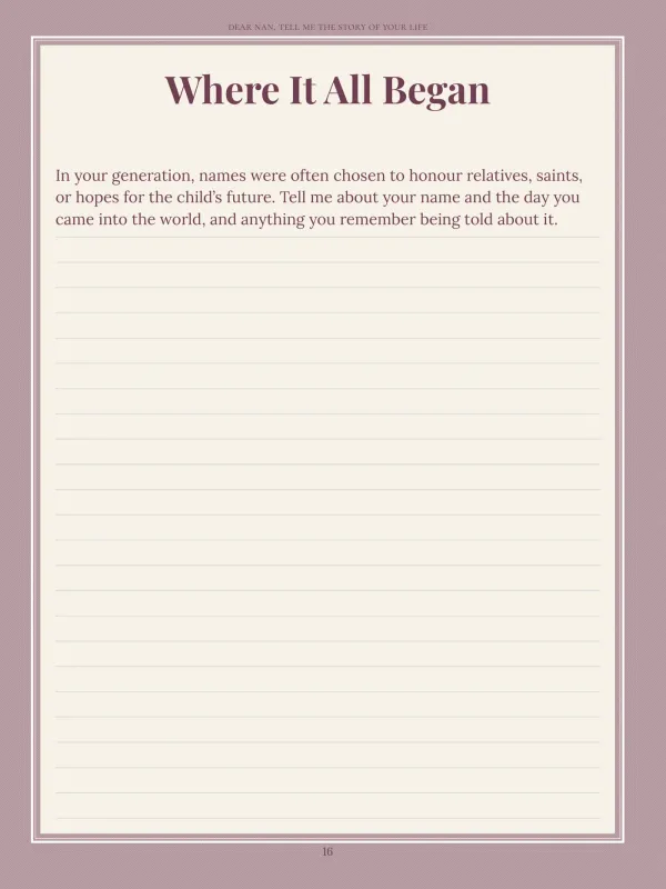 Dear Nan, page 16 in the colour edition — Where It All Began