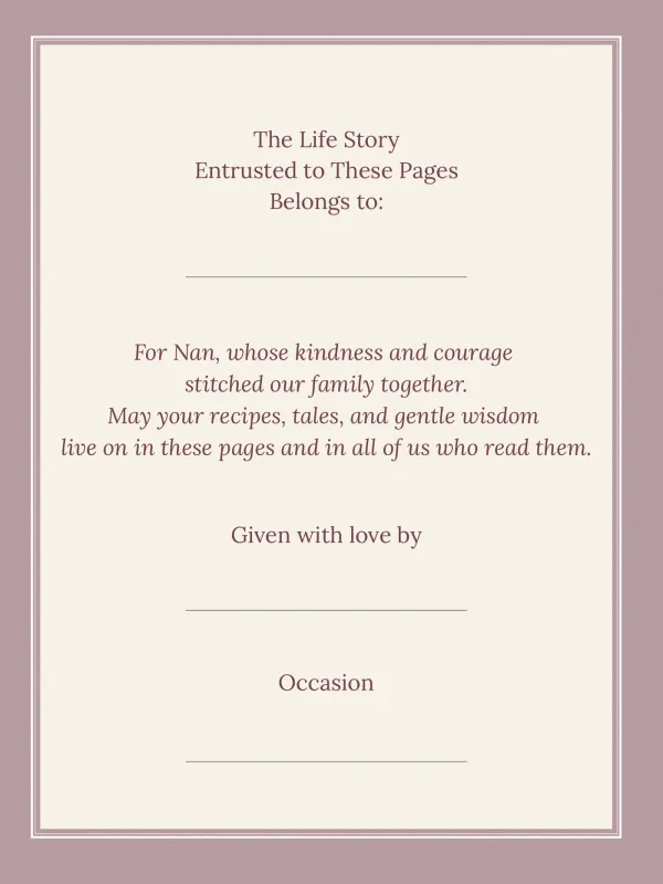 Dear Nan, page 2 in the colour edition — The Life Story Entrusted to These Pages