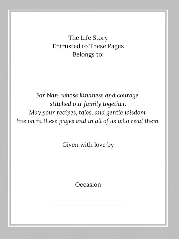 Dear Nan, page 2 — The Life Story Entrusted to These Pages