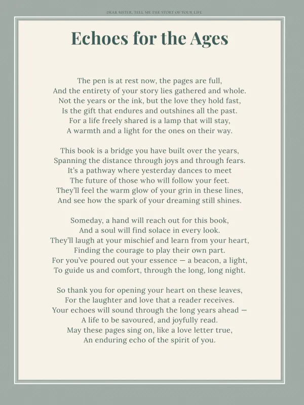 Dear Sister, page 120 in the colour edition — Echoes for the Ages