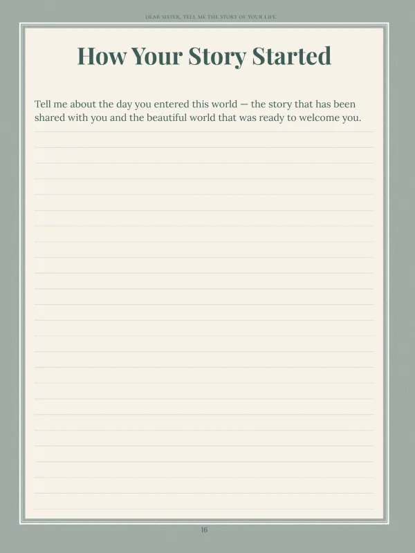 Dear Sister, page 16 in the colour edition — How Your Story Started