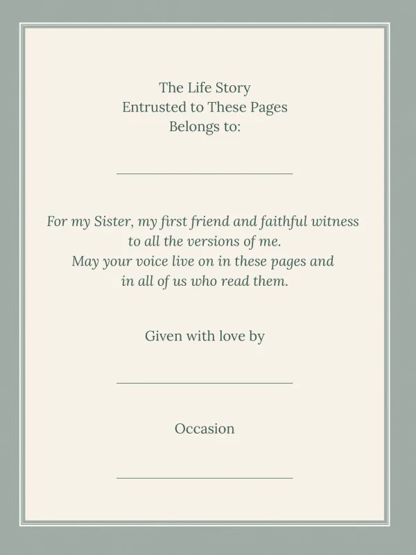 Dear Sister, page 2 in the colour edition — The Life Story Entrusted to These Pages