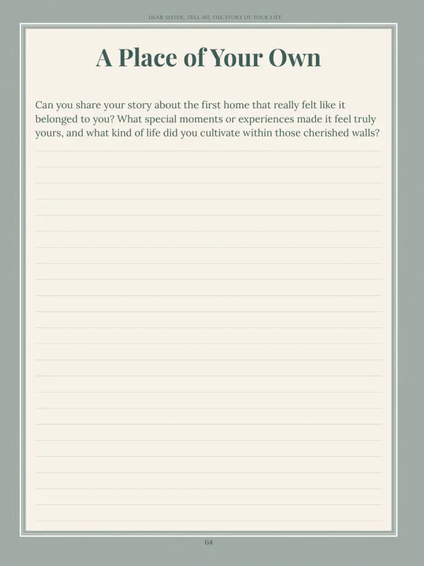 Dear Sister, page 64 in the colour edition — A Place of Your Own