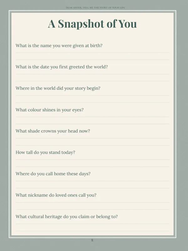 Dear Sister, page 8 in the colour edition — A Snapshot of You